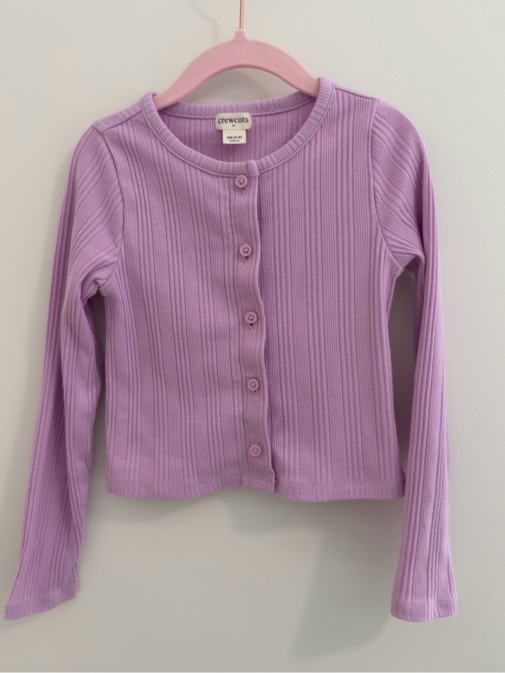 Crewcuts Pastel Purple Ribbed Button Cardigan Size 4/5